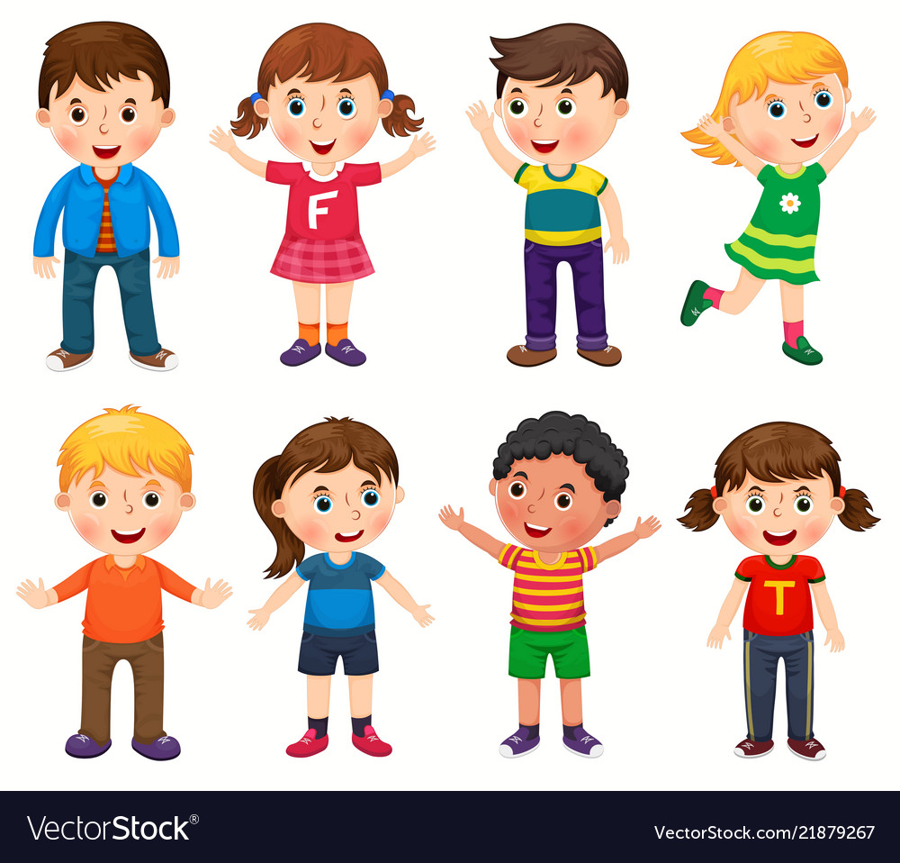 Happy children in different positions Royalty Free Vector