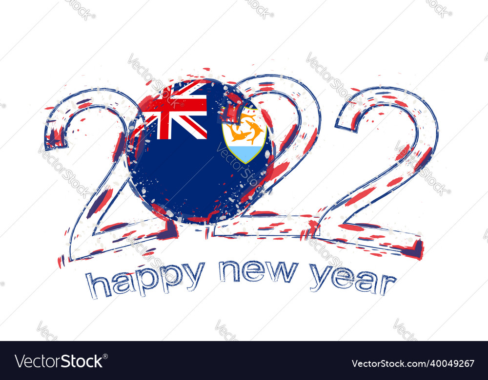 Happy new 2022 year with flag of anguilla