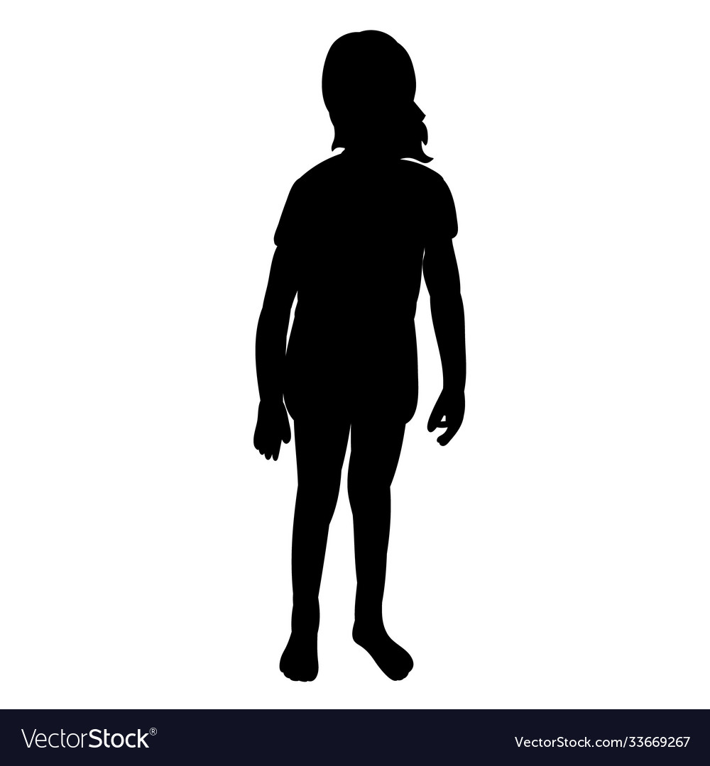 Isolated child silhouette girl stands