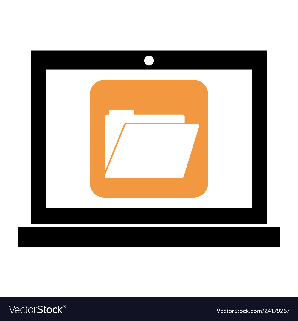 Laptop with file folder app tech