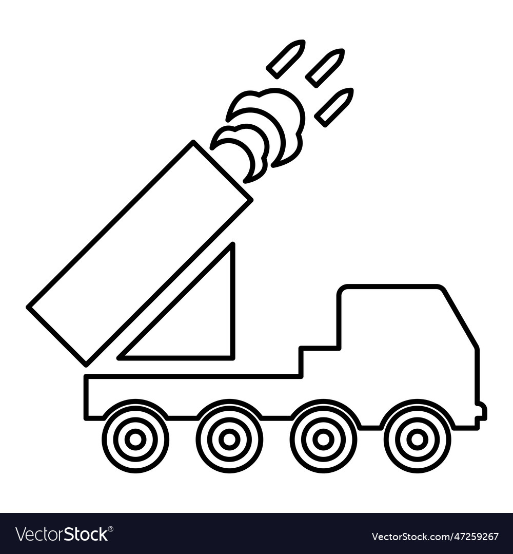 Multiple launch volley reactive rocket system Vector Image