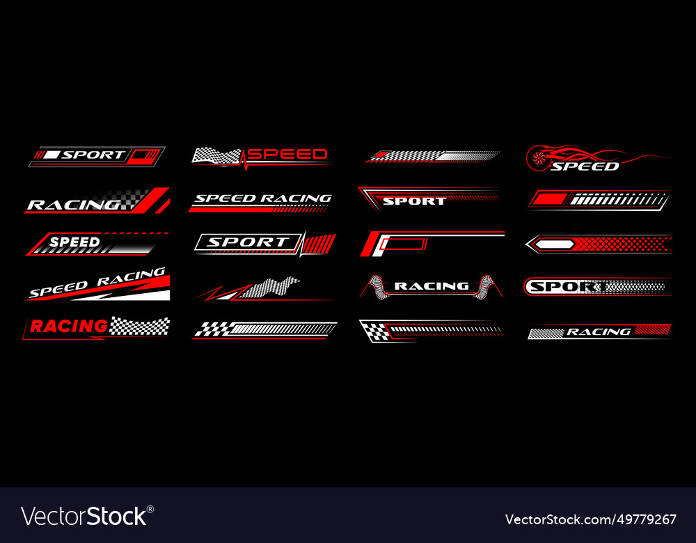 Racing sport car stickers and race line decals Vector Image