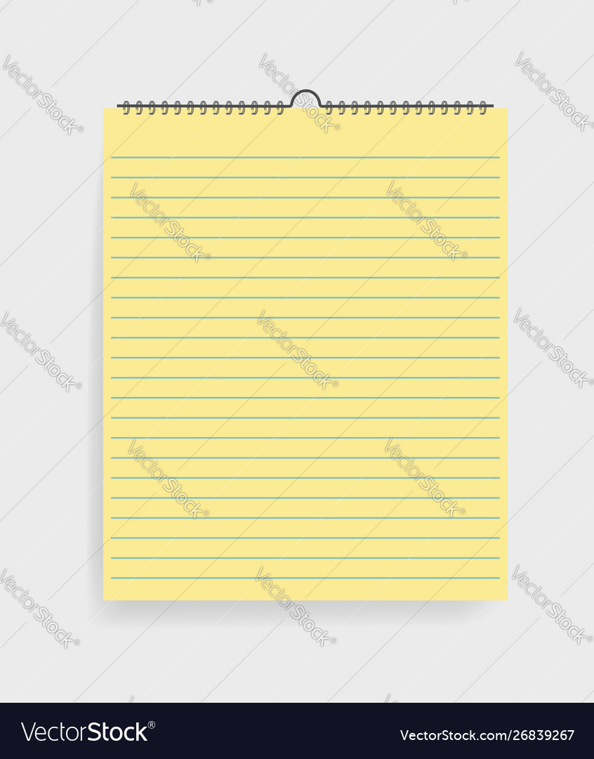 Realistic notebook with lines in mockup style vector image Realistic notebook with lines in mockup style
