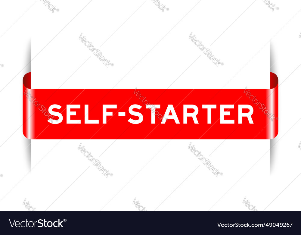 Red color inserted label banner with word self