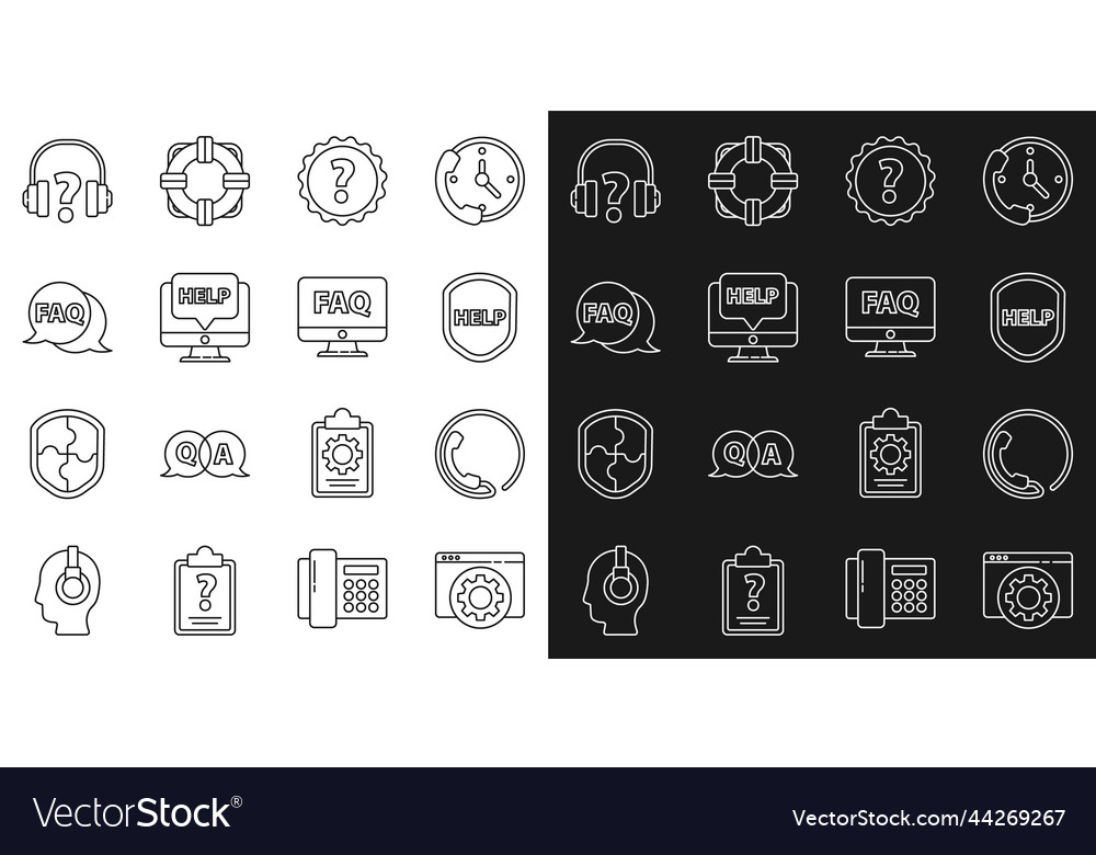 Set line browser setting telephone 24 hours vector image Set line browser setting telephone 24 hours