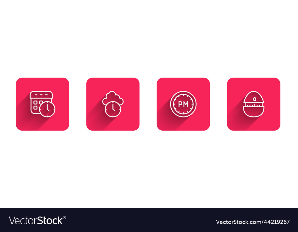 Set line calendar and clock day time Vector Image Set line calendar and clock day time