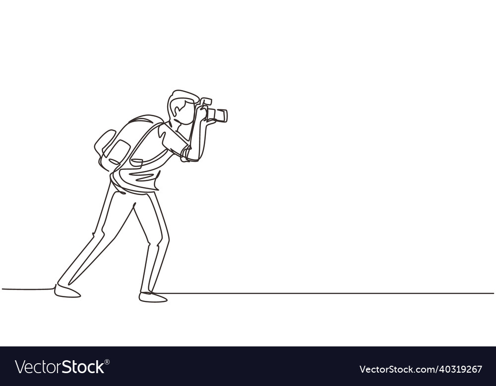 Single one line drawing journalist or reporter Vector Image