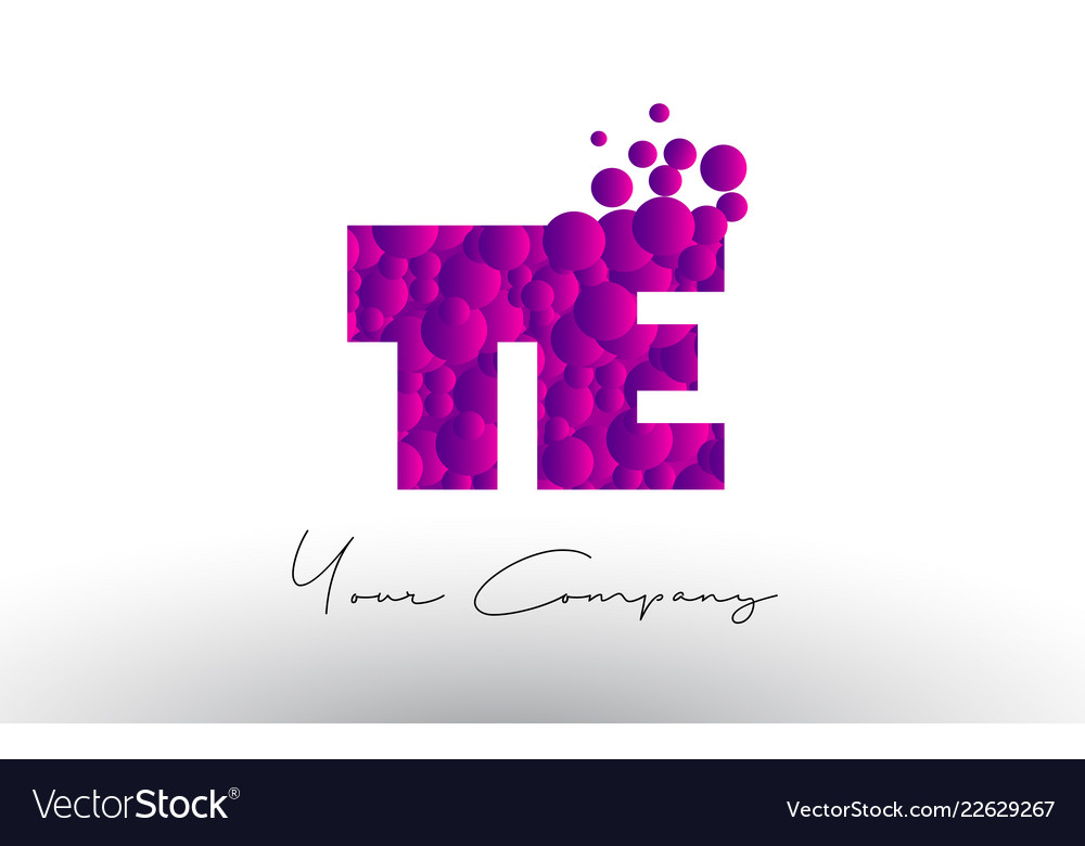 Te t e dots letter logo with purple bubbles