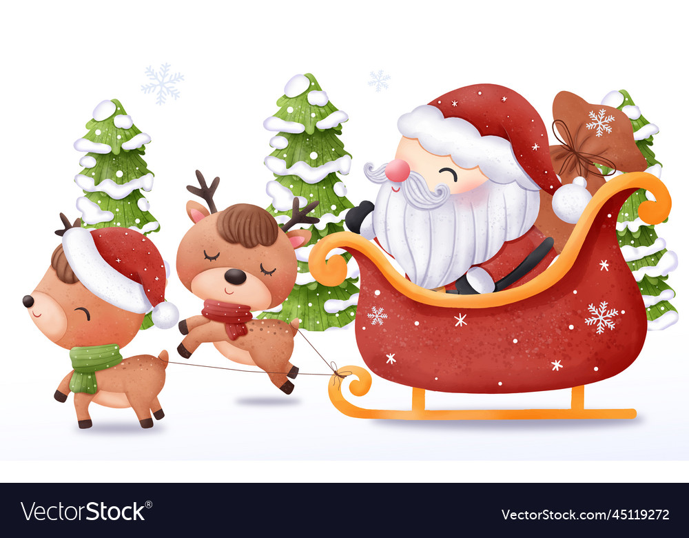 Christmas Santa And Friends Royalty Free Vector Image