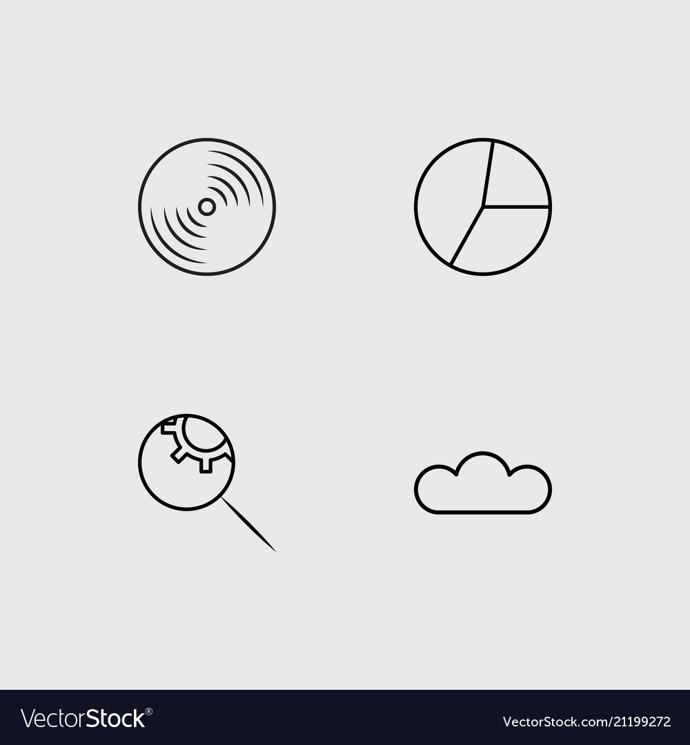 Data analytics simple linear icons set outlined