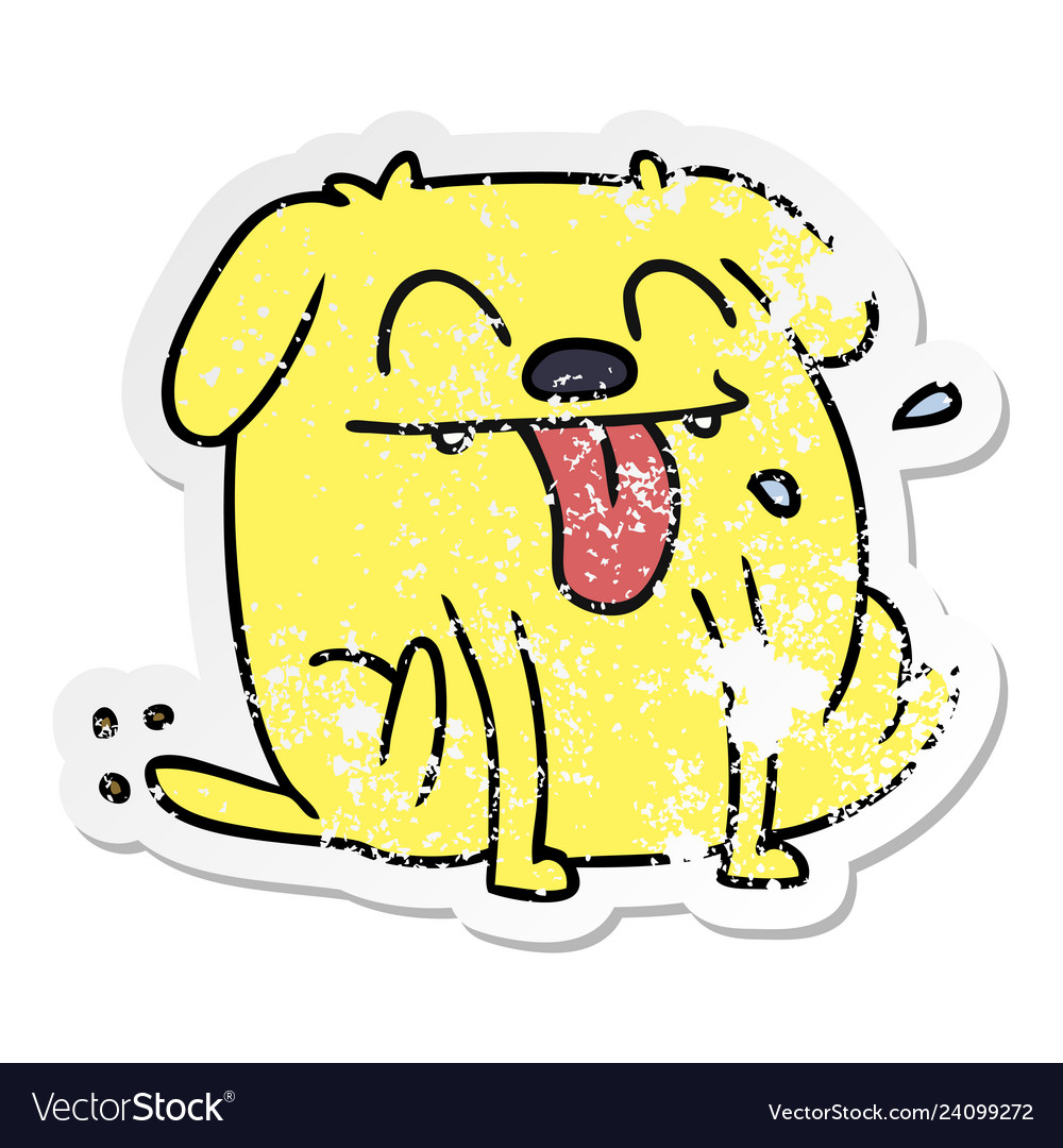 Distressed sticker cartoon of cute kawaii dog