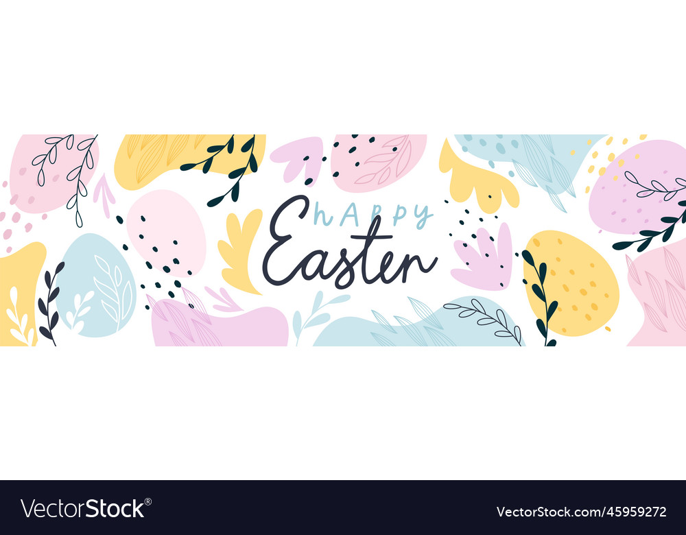 Easter banner floral design with lettering Vector Image