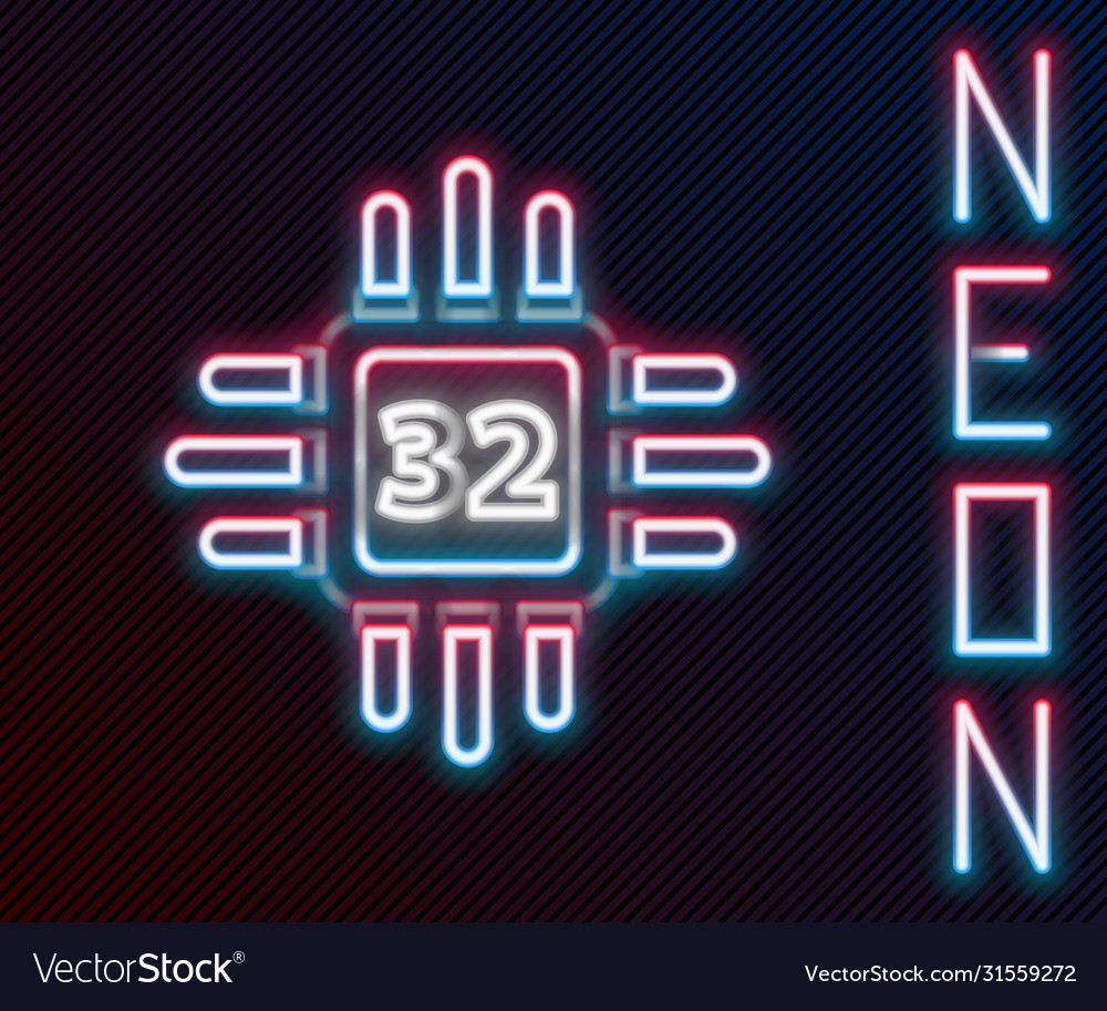Glowing neon line computer processor