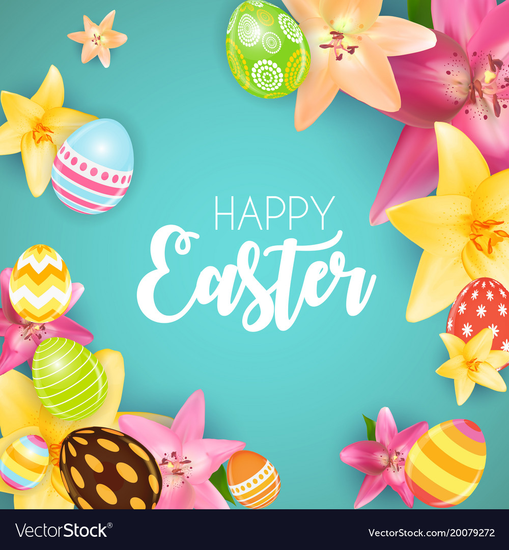 Happy easter cute background with eggs