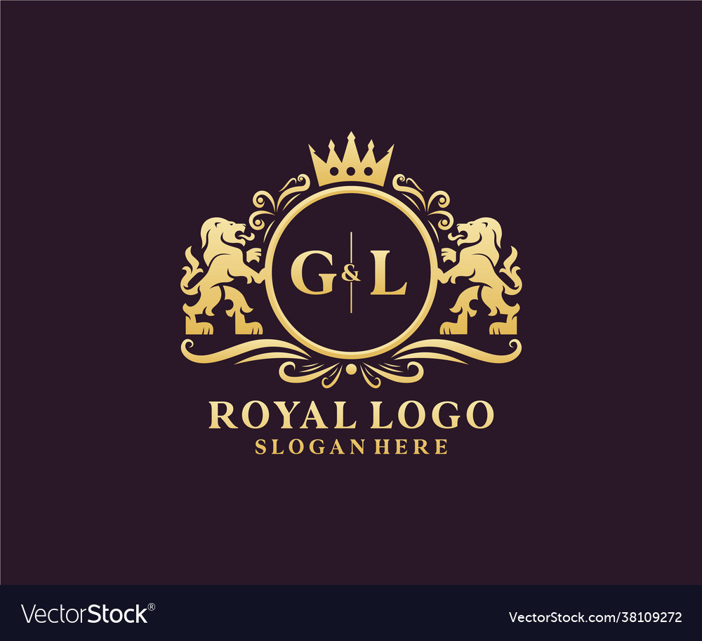 Initial gl letter lion royal luxury logo template