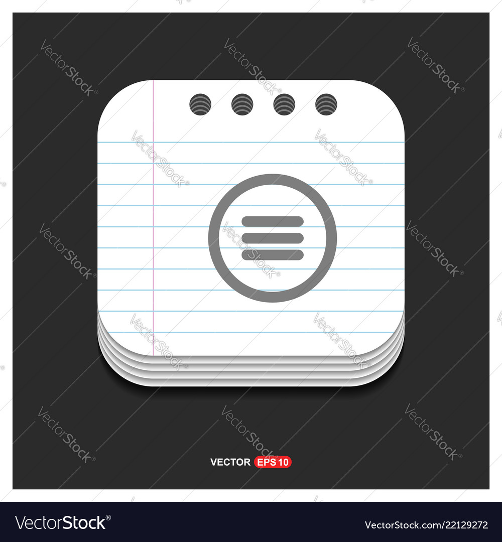 Menu icon gray on notepad style template eps