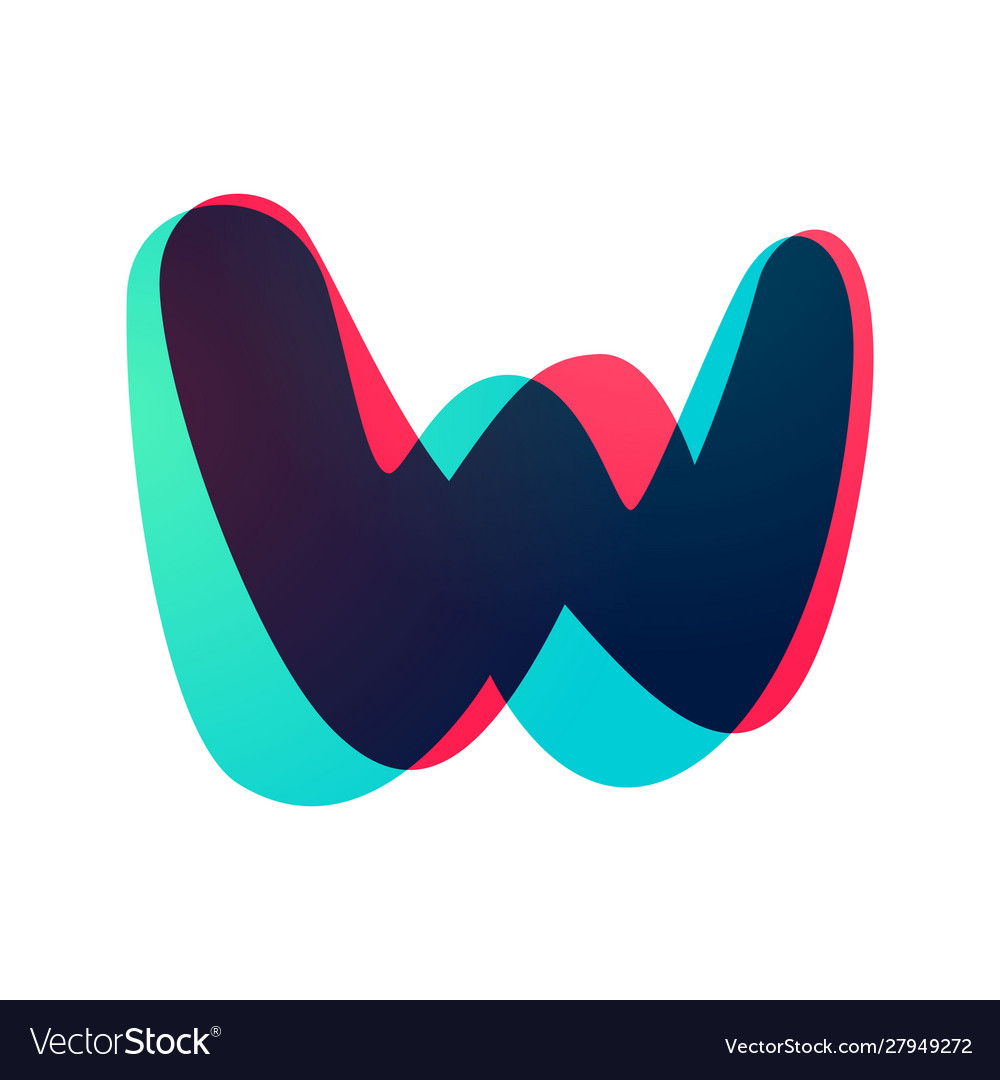 Overlapping gradient letter w logotype vector image Overlapping gradient letter w logotype