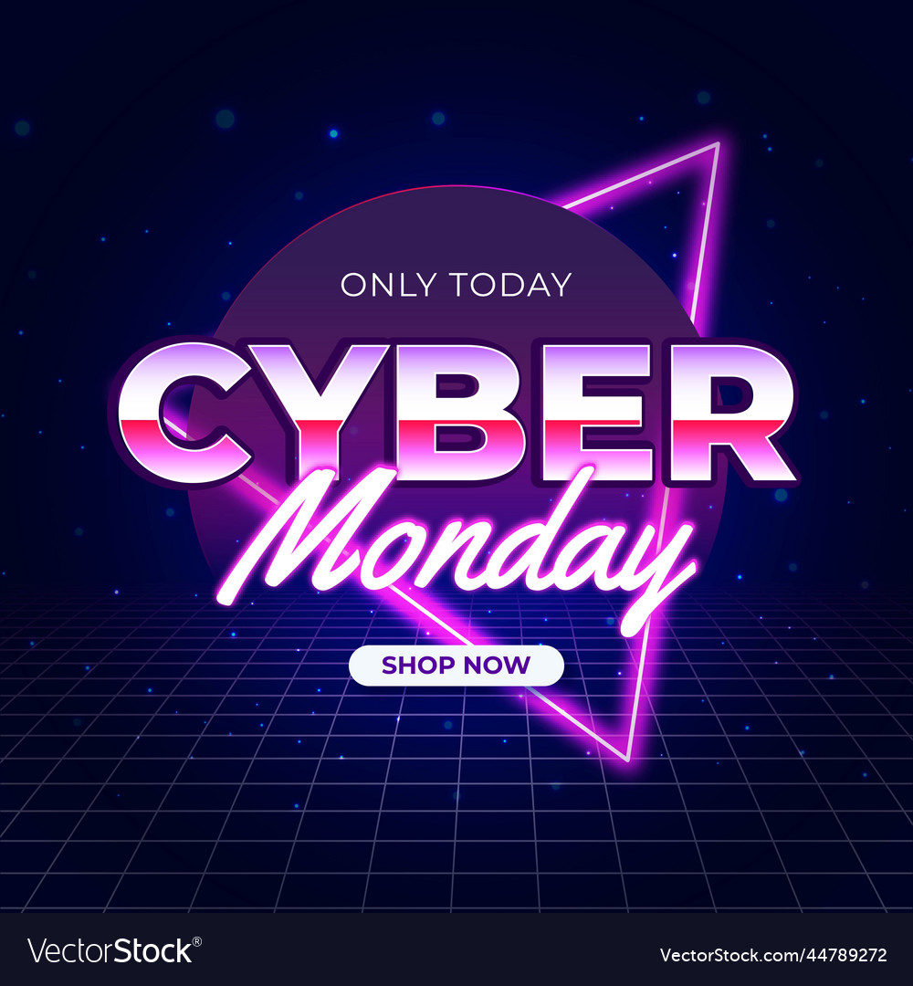 Retro futuristic with grid cyber monday design Vector Image