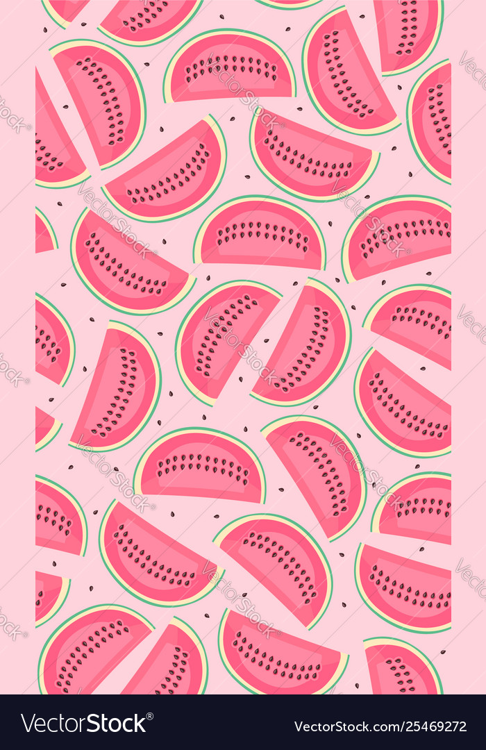 Seamless pattern with pink watermelons slice vector image Seamless pattern with pink watermelons slice