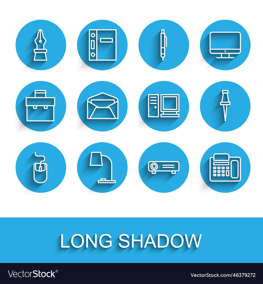 Set line computer mouse table lamp fountain pen Vector Image Set line computer mouse table lamp fountain pen
