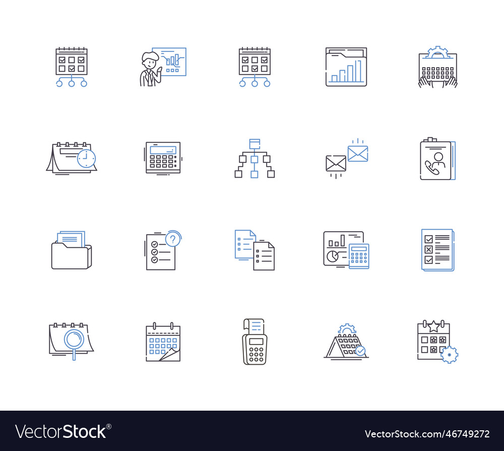 Time and date outline icons collection