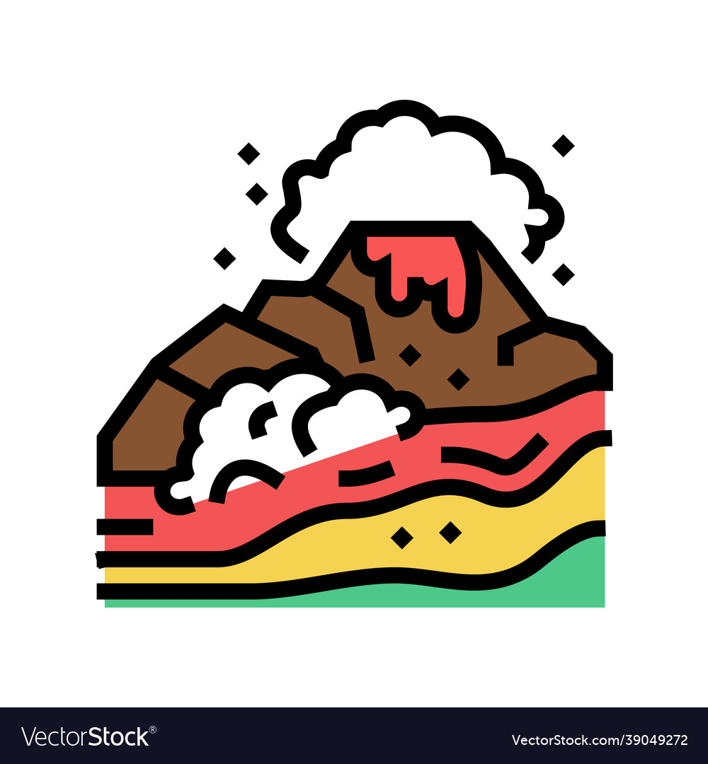 Volcano hawaii color icon