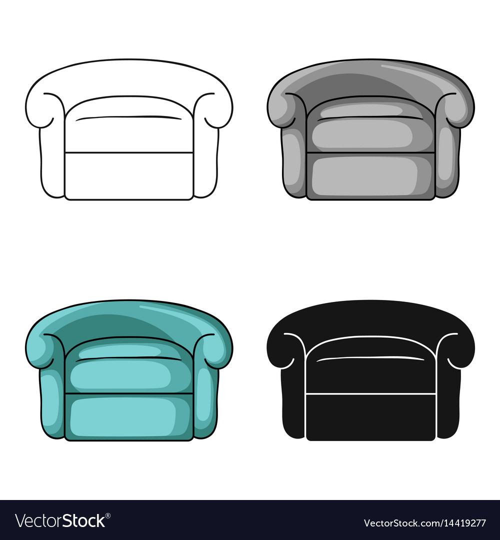 Armchair icon in cartoon style isolated on white