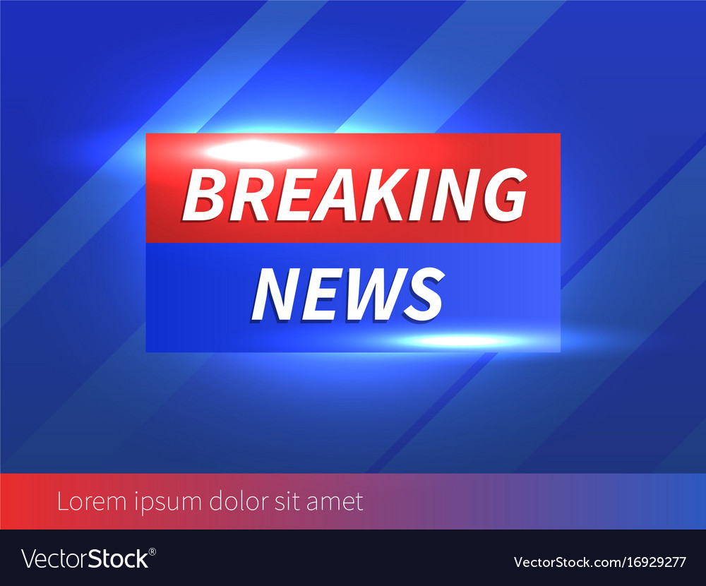 Breaking news banner with striped blue background