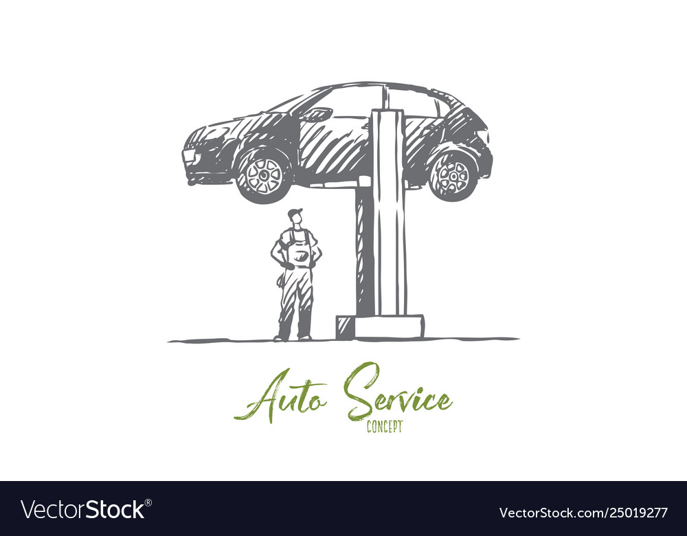 Car repair auto service engine concept