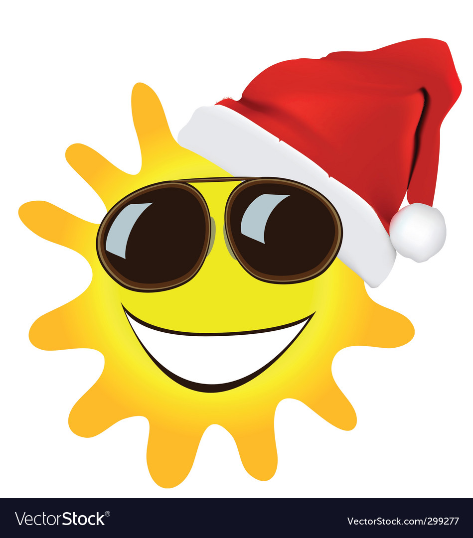 Cartoon Christmas sun Royalty Free Vector Image