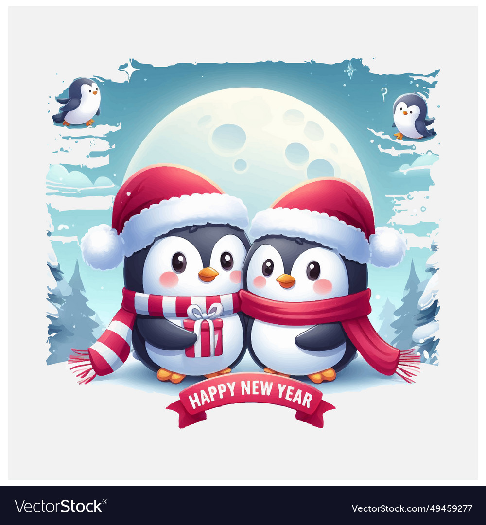 Christmas penguins new year file royalty free vector image