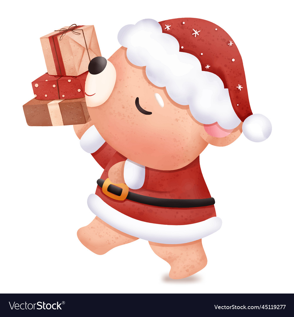 Cute christmas baby bear Royalty Free Vector Image