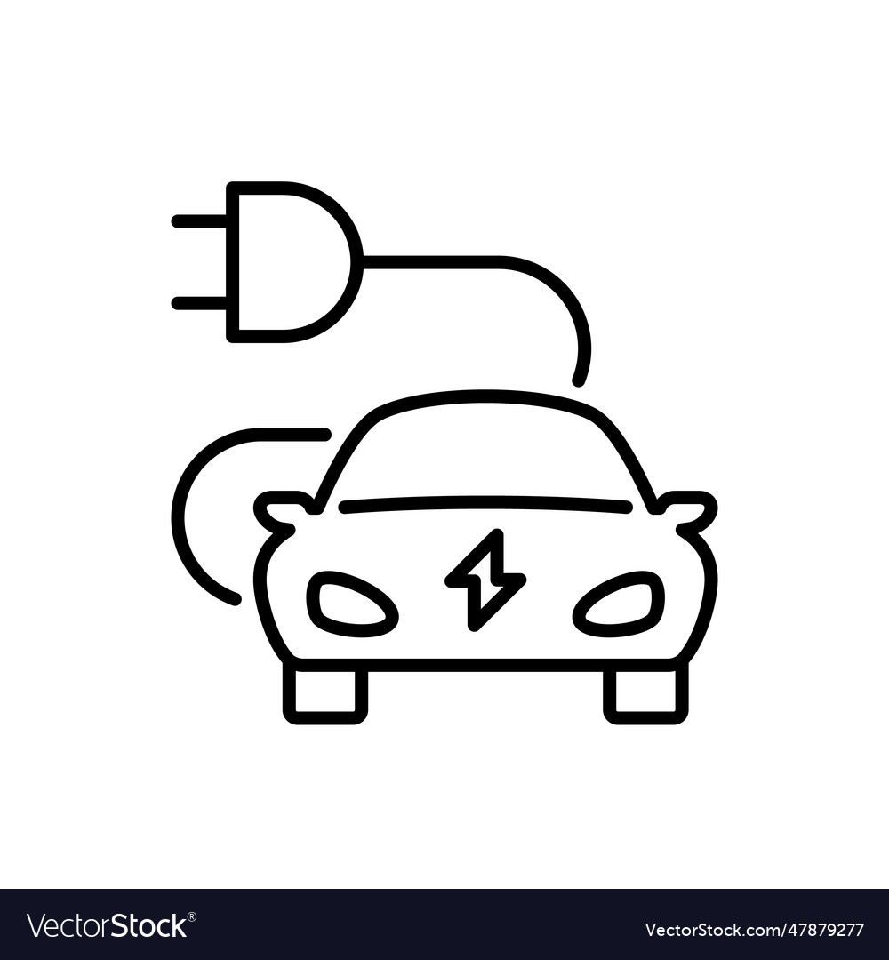 Electric car with plug line icon Royalty Free Vector Image