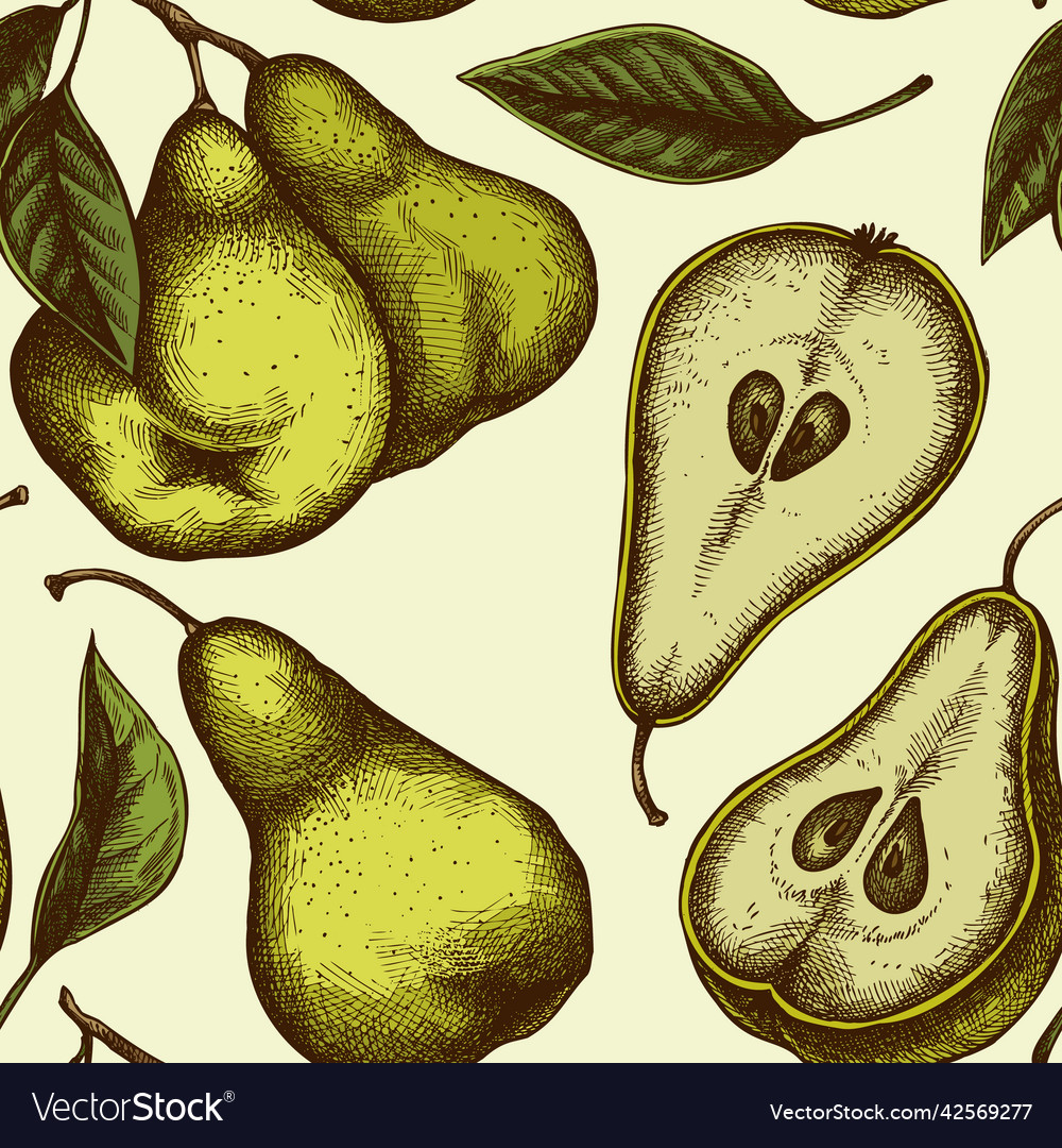 Engraved Pear Seamless Pattern
