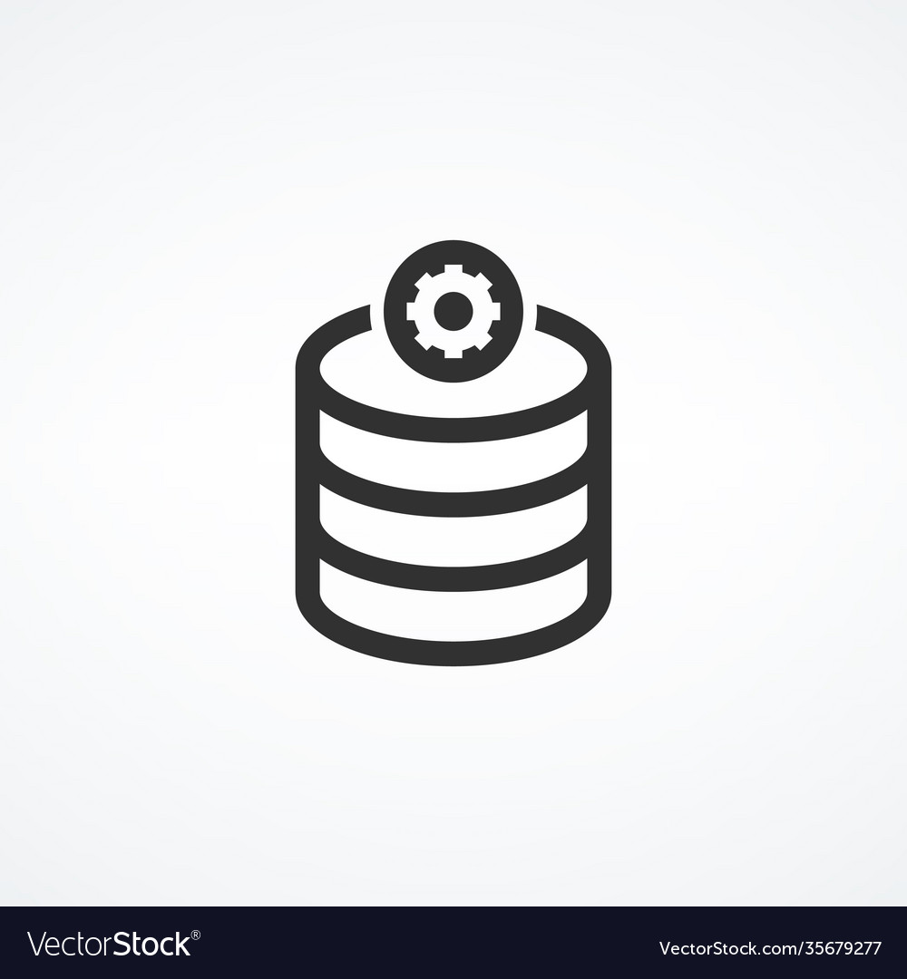 Gear network server database icon stock isolated