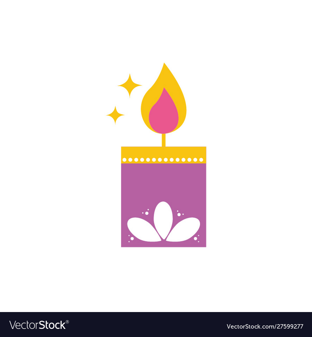 Happy diwali celebration candle with flower