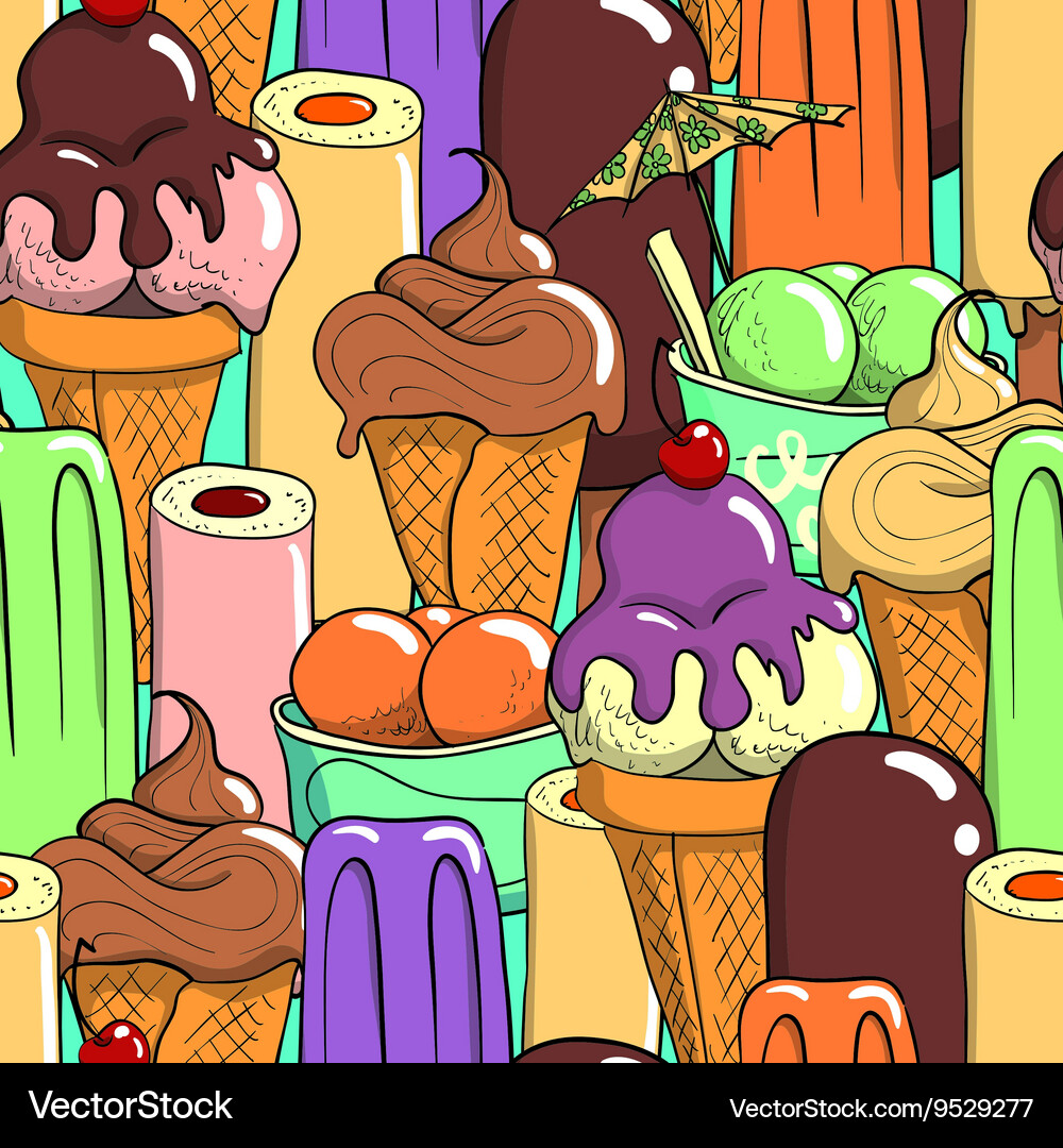 Ice cream seamless pattern Royalty Free Vector Image