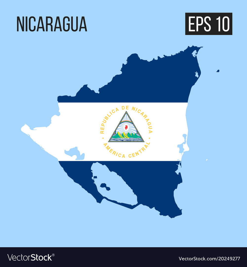 Nicaragua Map with Flag