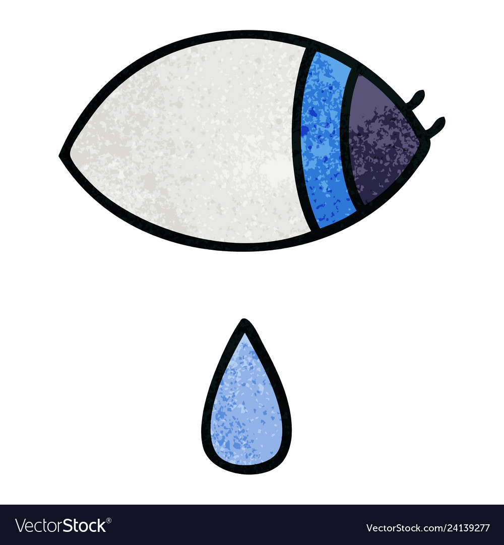 Retro grunge texture cartoon crying eye looking Vector Image Retro grunge texture cartoon crying eye looking Vector Image