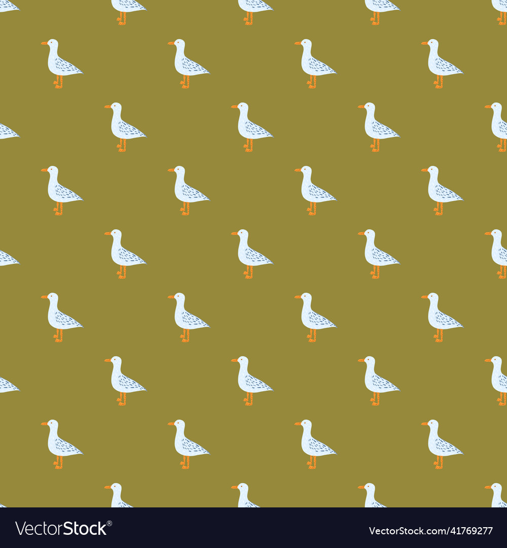 Seagulls standing seamless pattern background vector image Seagulls standing seamless pattern background