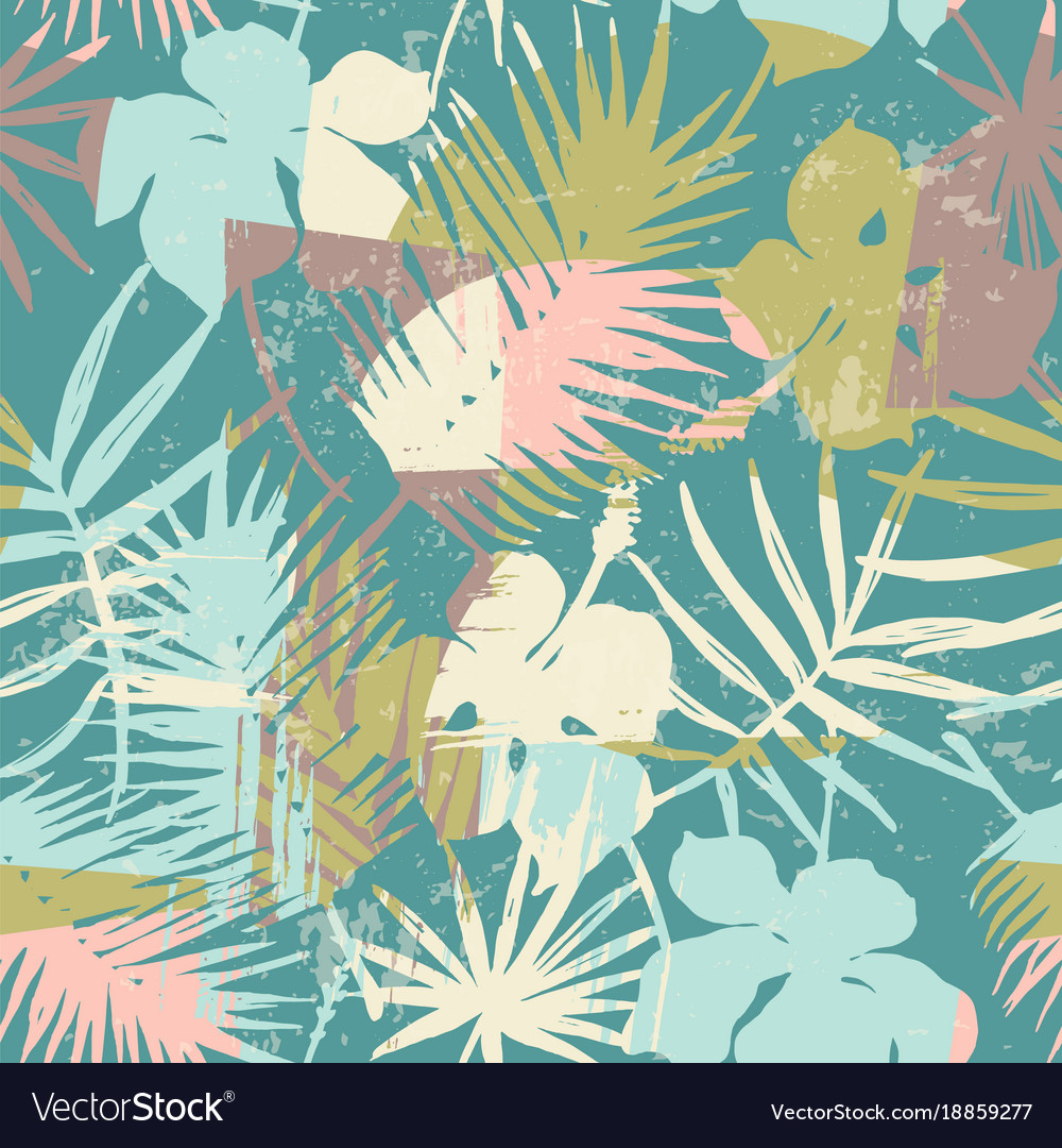 Seamless exotic pattern with tropical plants