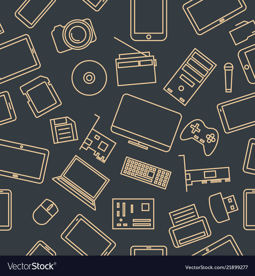 Seamless pattern from a set computer and Vector Image