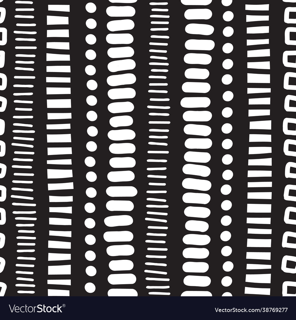 Seamless pattern vertical lines dots doodles
