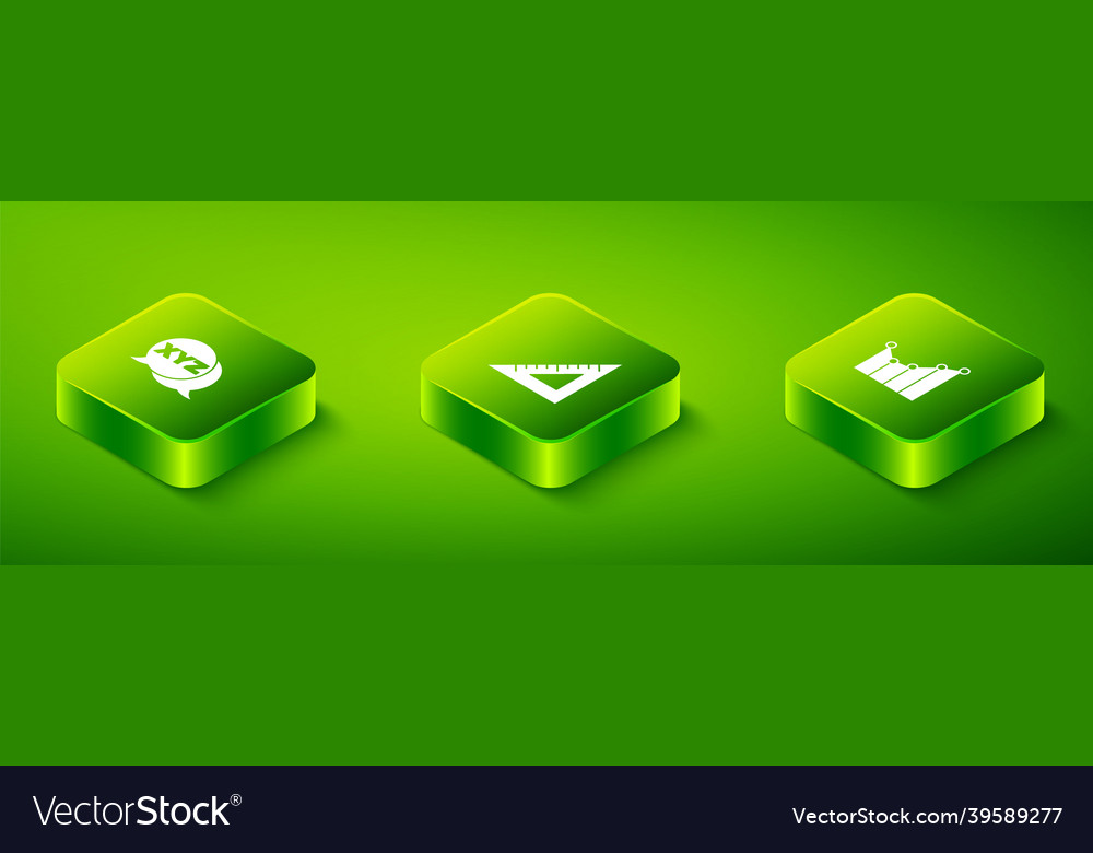 Set isometric triangular ruler graph schedule vector image Set isometric triangular ruler graph schedule