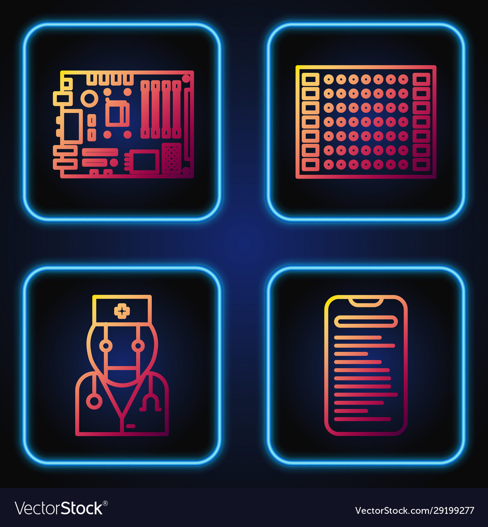 Set line computer api interface robot doctor vector image Set line computer api interface robot doctor