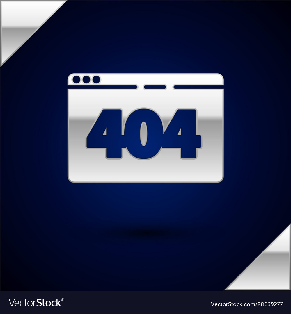 Silver page with a 404 error icon isolated on dark