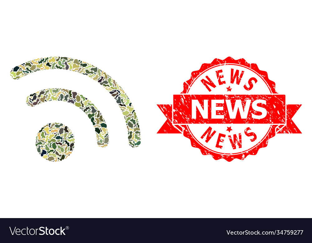 Textured news stamp and military camouflage