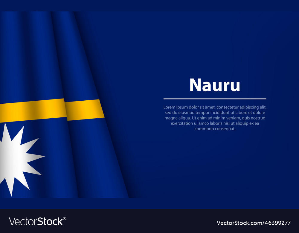 Wave flag of nauru with copyspace background vector image Wave flag of nauru with copyspace background