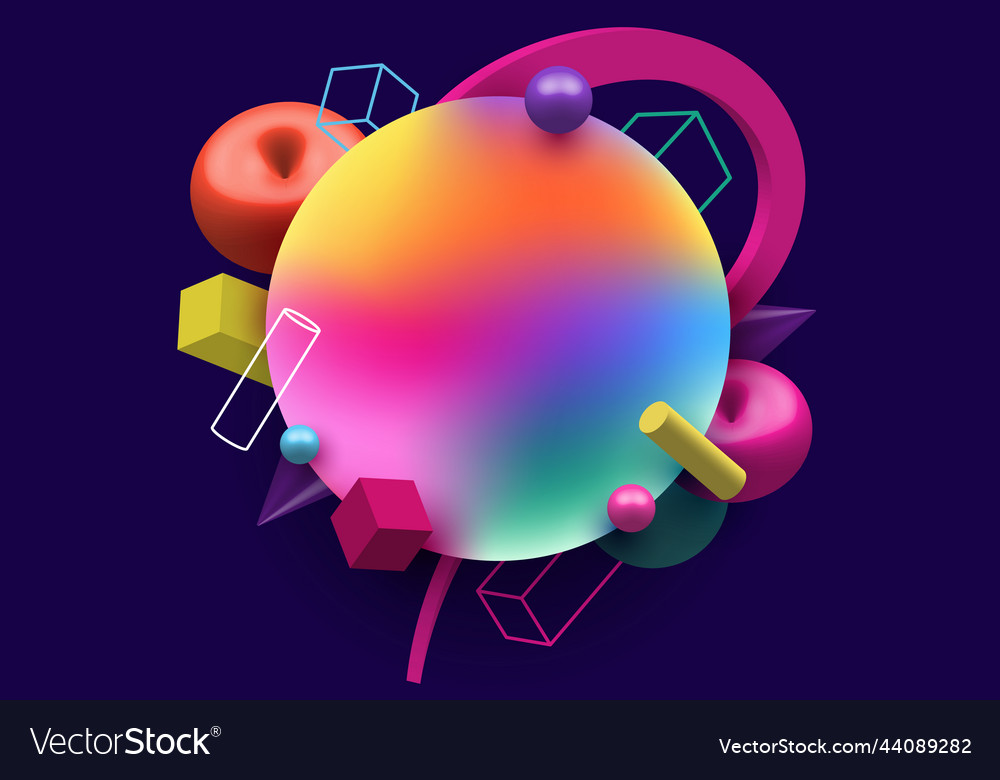 Abstract colorful 3d geometric shapes elements Vector Image