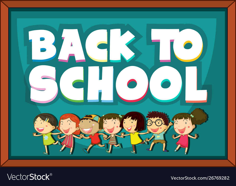 Back to school template with happy children Vector Image